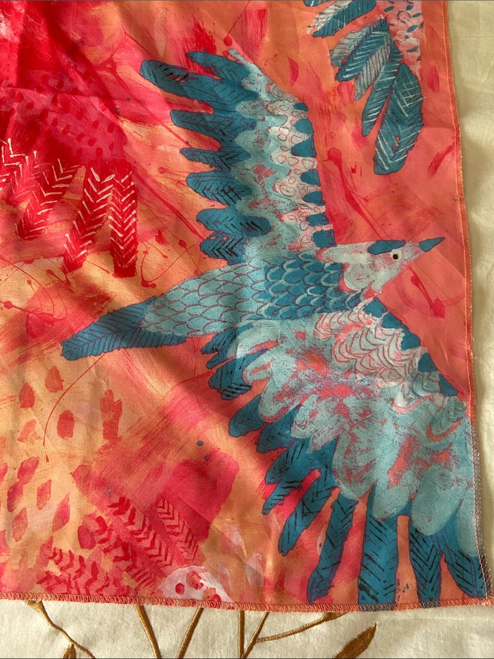Lush Cosmetics Bird Knot Wrap Scarf Pink Peach Blue Like New